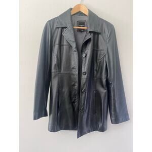 Vintage Colebrook & Co Leather Jacket Coat Size M ButtonUp Y2K 90s Quiet Luxury